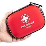 Mini First Aid Kit - 120 Piece Small Waterproof Hard Shell Medical Kit for Car, Home, Office, Travel, Camping, Sports, Outdoor, School - Emergency First Aid Supplies and Survival Kit (Red)