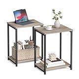 VASAGLE Side Tables Set of 2, Small End Table, Nightstand for Living Room, Bedroom, Office, Bathroom, Greige and Black ULET272B02