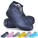 ydfagak Shoe Covers Waterproof Reusable Foldable Not-Slip Rain Shoe Covers with Zipper,Shoe Protectors Overshoes Rain Galoshes for Kids Men and Wome (Black, M (Women 5.5-7.5, Men 5-6.5))