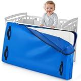 Colingmill 1 Pcs Oxford Cloth Waterproof Crib Mattress Storage Bag with Zipper and 8 Reinforced Handles Heavy Duty Reusable Crib Mattress Cover for Storage, 52.5 x 28 x 6.5 Inches (Blue)
