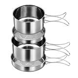 LYFJXX 18/8 Stainless Steel Camping Cook Pot Set of 4 pcs, Camping Messware Kit