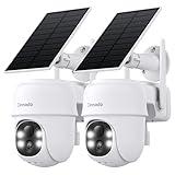 Cinnado 2K Cameras for Home Security-2.4G WiFi Outdoor Camera Wireless Solar/Battery Powered, 360° Viewing, Human Detection, Color Night Vision, Cloud/SD Storage, Works with Alexa/Google Home(2 Pack)