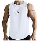 Alalaso Prime Coupons and Promo Codes Mens Tank Tops Beach Quick Dry Sleeveless Muscle Shirts for Gym Running Workout Exercise Loose Fit Athletic Tank Tops (White, M)