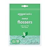 Amazon Basics Mint Dental Flossers, 90 Count, 1 Pack (Previously Solimo)