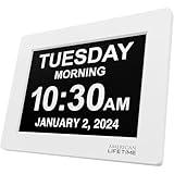 American Lifetime 【New 2024 Dementia Clock Large Digital Clock for Seniors, Digital Clock Large Display with Custom Alarms, Clock with Day & Date for Elderly, Large Number Digital Clock White