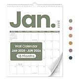 2025 Wall Calendar - 18 Months Wall Calendar Covers January 2025 to June 2026, Monthly Calendar(14.7"x11.5"), Hanging Wall Calendar for Easy Organizing, Colorful Typography