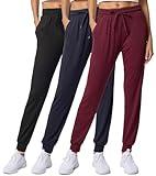 Real Essentials Women's Lounge Jogger Soft Teen Sleepwear Pajamas Fashion Loungewear Yoga Pant Active Athletic Track Running Workout Casual wear Ladies Yoga Sweatpants Pockets, Set 3, M, Pack of 3