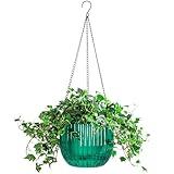 Melphoe 1 Pack Self Watering Hanging Planters Indoor Flower Pots, 8.3 Inch Outdoor Hanging Plant Pot Basket, Plant Hanger with 3Hooks Drainage Holes for Garden Home