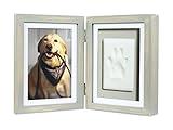 Pearhead Pet Paw Print Photo Frame with Clay Imprint Kit - Wooden Photo Frame, DIY No-Mess Pawprint Keepsake, Perfect for Cats & Dogs, Ideal Memorial and Home Decor Gift, Distressed Gray