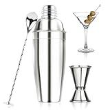 Ohtomber 24OZ Cocktail Shaker Set - Cocktail Bar Martini Drink Shaker Set with Strainer, Stainless Steel Bartender Kit Cocktail Drink Mixer with Jigger, Mixing Spoon, Bar Accessories for Beginners