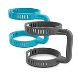 Clip Grip Adjustable Handle Accessory- Fits All Cups, Tumblers, Jars, Containers - No Slip Easy Grip for Arthritis, Parkinson's, Physical Impairments, Weak Grip (2 Assorted Colors) (Gray & Teal)