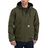 Carhartt Mens Loose Fit Washed Duck Insulated Active Jacket Work Utility Outerwear, Moss, Large US