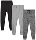 Sweet Hearts Girls' Sweatpants - Super Soft Athletic Performance Joggers: Made in USA (3 Pack), Size 10-12, Black/Heather Grey/Charcoal Space Dye