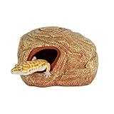 REPTI ZOO Gecko Hide Cave, 2 in 1 Snake Reptile Hideout for Hide & Rest & Breed & Feeding, Reptile & Amphibian Habitat Decor for Corn Snake, Small Snake, Ball Python, Crested Gecko, Leopard Gecko