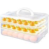 3 Layer Deviled Egg Trays Containers with Lid,Plastic Refrigerator Egg Carrier with Handle for 72 Eggs,Clear Storage Egg Platter for Devil Egg,Easter Thanksgiving,Portable Egg Dispenser