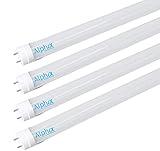 Alpha T8 T10 T12 LED Light Bulbs Clear or Frosted Lens 4FT 18W 6000K-6500K Cool White Bright Dual End Replacement 40W 4 FT Fluorescent Lamp Ballast Bypass Home Office Shop Pack of 4 (Frosted Lens)