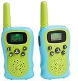 Amazon Basics Kids Walkie Talkie Set, Range Extending Set of 2, for Camping or Birthday Toys, Green and Blue