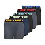 PUMA Boys' 5 Pack Performance Boxer Briefs, Grey/Bright, Large