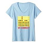 Womens Connect Four Valentine's Day Game We Connect Hearts V-Neck T-Shirt