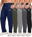 5 Pack Mens Sweatpants Open Bottom Joggers for Men with Zip Pockets Loose Fit Mesh Athletic Pants for Running,Casual(Black,Dark Gray,Light Gray,Navy,Army Green,M)