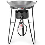Outdoor Cooker with Iron Wok and Propane Burner, 54,000 BTU High-Pressure Gas Stove for Backyard BBQ, Tailgating & Outdoor Cooking