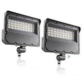 Lightdot 2 Pack 200W LED Flood Light Outdoot, Dusk-to-Dawn Photocell Adjustable Knuckle Mount IP65 Waterproof 120V 28000LM 5000K Daylight LED Stadium Lights for Garage Warehouse Basement-Brown