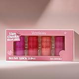 Jelly Blush - Blush for Cheeks, 4pcs Cooling Water Jelly Tint, Cream Blush Sticks for Lip Cheek Face Make Up Stain (4 Shade)