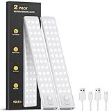 Under Cabinet Lighting - 10.5" Motion Sensor Light Indoor, Magnetic Wireless Closet Lights, Dimmable Led Night Light, Rechargeable Under Counter Lights for Kitchen, Bedroom, Stair, 2 Pack