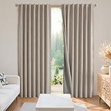 Joydeco Blackout Curtains for Bedroom - Natural Linen Curtains 52 X 84 inch, Thermal Insulated 100% Blackout 2 Panels Light Blocking Drapes, Rod Pocket & Back Tabs, Darkening Privacy for Living Room