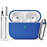 Ljusmicker for AirPods Pro Case Cover with Cleaner Kit,Soft Silicone Protective Case for Apple AirPods Pro 2nd/1st Generation Case for Women Men,AirPod Pro 2 Case Accessories with Keychain-Blue