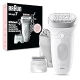 Braun Epilator Silk-épil 7, Hair Removal Device, Women Shaver & Trimmer, Wet and Dry, Wide Head, Includes Shaver Head and Trimmer Comb, SE7-041, Silver