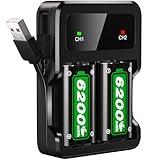 Ukor Fast Charging 2x6200mWh Rechargeable Battery Packs with Charger for Xbox One/Xbox Series X|S Xbox One S/Xbox One X/Xbox One Elite Wireless Controller, Lasting Intelligent Protection