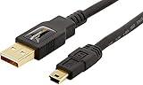 Amazon Basics USB-A to Mini USB 2.0 Fast Charging Cable, 480Mbps Transfer Speed with Gold-Plated Plugs, 3 Foot, Black