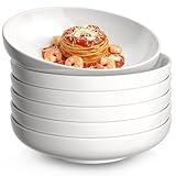 Quatish 35oz Pasta Bowls Set of 6, 8.5" Large Salad Bowls Soup Bowl for Kitchen, Microwave & Dishwasher Safe, Porcelain Wide and Shallow Serving Bowl, White Dinner Plates, Dinnerware Set, Gift