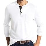 Lexiart Mens Fashion Henley Shirts Long Sleeve Button Cotton T-Shirt with Pocket