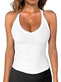 Jar of Love Workout Tops for Women Racerback Tank Tops Yoga Gym Slim Fit Ribbed Sleeveless Shirts Clothes,S,White