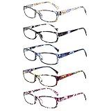 VIDEBLA 5 Pack Computer Reading Glasses Men and Women Anti Eyestrain Blue Light Blocking Glasses for Reading (5 Mix-2, 2.00)