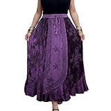 Agan Traders Women's 2025 Summer Winter Rayon Velvet Vintage Boho Embroidered High Waist Maxi Skirt - Long Skirts for Women (552 Sk, 2X/3X, Pu)