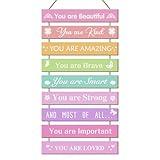 UBTKEY Girls Room Wall Decor, Set of 9 Pieces Wall Decor for Girls Bedroom Teen Girl, Inspirational Wall Art Hanging Plaque for Kids Baby Girl Nursery Wall Decortaions