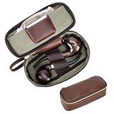 Contacts Full Grain Leather Small Pipe Tobacco Pouch Travel Smoking Pipe Organizer Portable Accessories Lighter Holder Tobacco Pipes Case for 2 Pipes