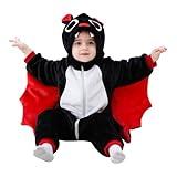 TONWHAR Toddlers Animal Costume Unisex Baby's Warm Halloween Outfits Kids Dress Up Jumpsuits Rompers(18-24M,Bat)