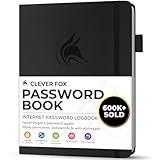 Clever Fox Password Book with alphabetical tabs. Internet Address Organizer Logbook. Small Pocket Password Keeper for Website Logins (Black)