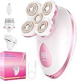 Electric Razors for Women - Painless Body Shavers for Sensitive Skin - 4 in 1 Cordless Lady Trimmer for Women's Leg, Bikini and Face - Waterproof Wet/Dry Hair Remover Kit, Rechargeable, Pink