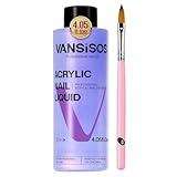 Professional Acrylic Nail Liquid for Nail: 4fl.oz Acrylic Liquid with Nail Brush for Beginners at Home DIY Nail Salon Use Non-Yellowing MMA-Free