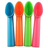 JCBIZ 4pcs Plastic Ice Cream Scoop Fruit Spoons Melon Baller Watermelon Scooper Kitchen Accessories 4 Colors (Orange, Green, Blue, Pink)