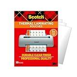 Scotch Thermal Laminating Pouches, 50 Count, Clear, 3 mil., Laminate Homemade Ornaments, Christmas Banners and Gift Tags, Ideal Holiday Supplies, Fits Letter Sized (8.9 in. × 11.4 in.) Paper