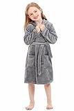 XINNE Bathrobes for Girls Unisex Baby Hooded Robes Boys Girls Toddlers Pajamas Sleepwear Grey