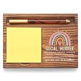 Social Worker Gift Sticky Note Holder, Social Work Appreciation Week Gifts, School Social Worker Teacher Thank You Gifts, Social Worker Graduation Gift Self-Stick Note Pad Holders TZP57