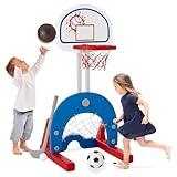 Best Choice Products 3-in-1 Toddler Basketball Hoop Sports Activity Center Grow with Me Indoor Outdoor Adjustable Play Set for Game Room, Kids, Children w/Soccer Goal, Golf, Stickers