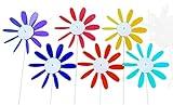 Beloit Plastics Spinning Daisy (6 Pack Random Color) Tall Pinwheel and Wind Spinner for Garden, Lawn, or Patio,Front or Back Yard Decoration,USA Made